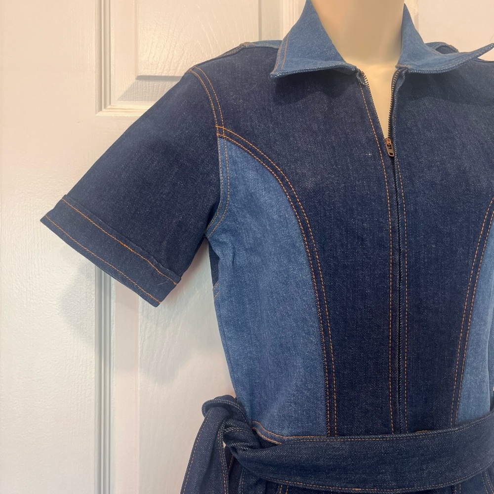 NEW Rare Stoned Immaculate Blue Jean Baby Denim Jumpsuit 70s Flared-Small/4-NWT - Picture 8 of 16